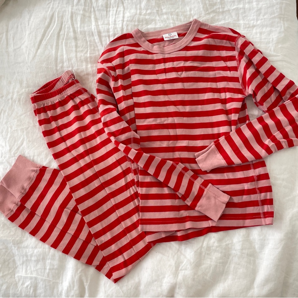 Striped Red and Pink Cotton Pajama Set
